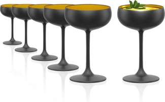 Stölzle Lausitz ELEMENTS Sektschale Schwarz-Gold 6er Set