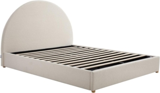 Vente-unique - Bett mit Bettkasten 160 x 200 cm - Bouclé-Stoff - Weiß - CALIDORYA