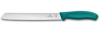 Victorinox Swiss Classic Profi Brotmesser, Extra Scharfe Klinge, Wellenschliff, 21 cm, Robuster Kunststoffgriff, Rostfreier Stahl, grün