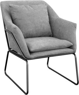 SVITA Josie Sessel gepolstert Beistellsessel Lounge Couch Einzelsofa Relaxsessel Seat Fernsehsessel Stoff inkl. Kissen Stuhl Samt (Hellgrau, Stoff)