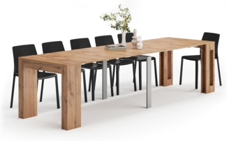 MOBILI FIVER, Ausziehbarer Konsolentisch mit Verlängerungen, Easy, rustikale Eiche, Laminiert/Aluminium, Made in Italy