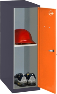 Simon Rack Simonlocker Kommode, klein, 915 x 300 x 500 mm, Amario aus Metall, mit Schlüssel, Anthrazit/Orange