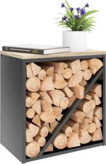 Outsunny Kaminholzregal erhöht, mit Trenner, BxTxH:36x36x60 cm, (Holzlager, 1-St, Holzregal), für Feuerholz, Brennholz Metall Schwarz