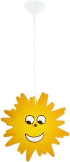 LED Hängeleuchte, Kinder, Sonnen-Design, Holz, gelb, D 38 cm
