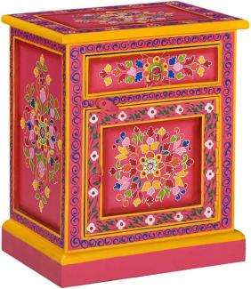 vidaXL Nachttisch Massivholz Mango Rosa Handbemalt 244835