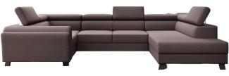 Designer Sofa Emilio mit Schlaf- und Klappfunktion Stoff Dunkelbraun Rechts