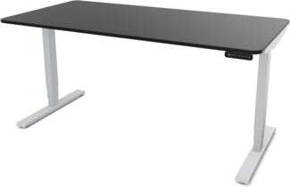 ASSMANN Elektrisch höhenverstellbarer Schreibtisch Y-Line Curved 160x80cm Schwarz Weißaluminium Metall Holz