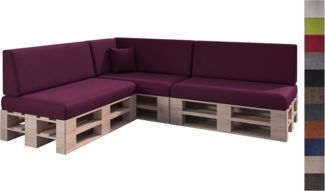 sunnypillow Palettenkissen mit abnehmbarem Bezug Kaltschaum Palettenauflage Palettenpolster Palettensofa Sitzkissen Rückenlehne Indoor Outdoor 8er Set 120x80 Violett