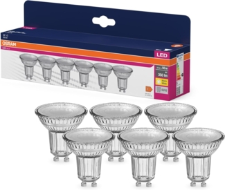 OSRAM LED Star VALUE PAR16, Vorteilspack mit 6 Leuchtmittel, ersetzt herkömmliche 50W Reflektor Glühbirnen, warmweiß (2700K), 4.3W, GU10 Sockel, Filament Glas, nicht dimmbar