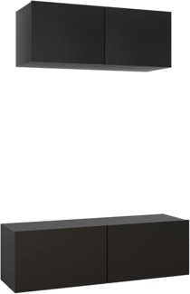 vidaXL 2-tlg. TV-Schrank-Set Schwarz Spanplatte [3078807]
