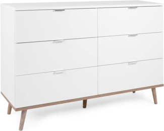 Kommode mit Schubladen, Sideboard, Holz, Schlafzimmerschrank, Weiß, 86,5 x 40 x 120 cm