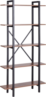 Regal schwarz / dunkler Holzfarbton 5 Fächer DARBY