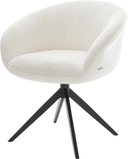 Drehstuhl Vinka-Flex mit Armlehnen Bouclé Soft Beige Kreuzgestell breit Schwarz 360° drehbar Wippfunktion Taschenfederkern