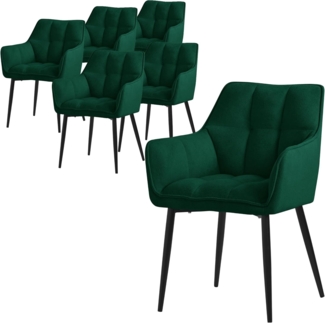 ML-DESIGN Stuhl Esszimmerstühle Küchenstuhl Wohnzimmerstuhl Polsterstuhl Loungesessel (6 St), 6er Set Frotteestoff Dunkelgrün gepolsterter Sitz Metallbeinen