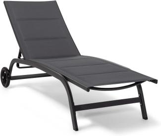 Limala Sonnenliege Lounger Stahl/Aluminium Textilene 150 kg mobil Schwarz