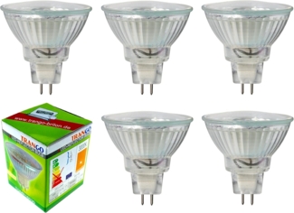 TRANGO LED-Leuchtmittel, 5er Set MR16030 LED Leuchtmittel mit MR16 Fassung zum Austausch von herkömmlichen Halogen Leuchtmittel MR16 I GU5.3 I G4 12 Volt 3000K warmweiß, 5 St, Glühlampe, Reflektor Lampe, LED Birnen