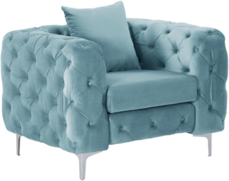 Vente-unique - Chesterfield-Sessel - Samt - Pastellblau - EDWINA