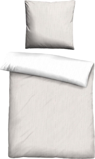 biberna 0636047 Mako-Satin Bettwäsche PUNKTE - MIX & MATCH, taupe, 1x 155x200 cm + 1x 80x80 cm