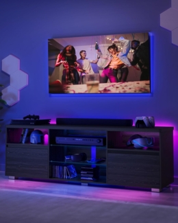 Vasagle TV-Schrank Fernsehtisch mit LED-Beleuchtung, 2 Schränke, 160 cm