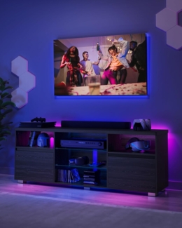 Vasagle TV-Schrank Fernsehtisch mit LED-Beleuchtung, 2 Schränke, 160 cm