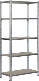 SimonRack Schwerlastregal, Lagerregal, 180 x 80 x 30 cm, Metallregal, Kellerregal, Biegestelle 150 kg, 5 Holzfachböden, Verzinkt/Holz - Maderclick