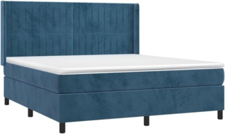 vidaXL Boxspringbett mit Matratze & LED Dunkelblau 160x200 cm Samt 3139695