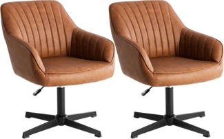 Sweetcrispy Esszimmerstühle, Küchenstuhl Drehbar & Höhenverstellbar - Leder Sessel Esstisch mit Armlehne, 360° Drehstuhl Esszimmer in Braun, 2 Stück