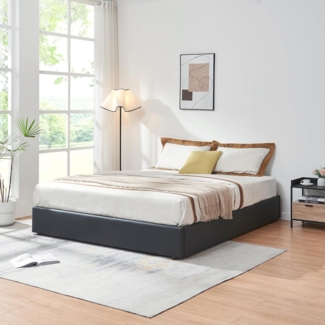 Polsterbett Nola 160x200 cm Kunstleder Schwarz [en. casa]