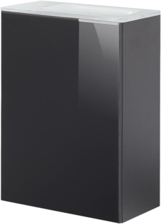 Fackelmann SBC KARA Gäste WC Set 3-teilig 45 cm, Anthrazit, links, Glas Weiß