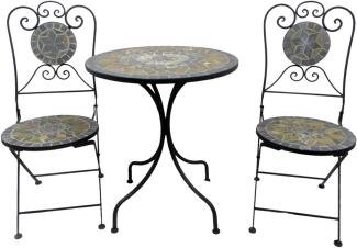 3-teiliges Mosaik Sitzgarnitur Bistromöbel Gartengarnitur Tisch Stühle