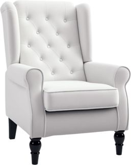 HOMCOM Sessel Einzelsessel, Akzentsessel mit Tufting Holzfüße (Ohrensessel, 1-St, Relaxsessel), für Wohnzimmer, Cremeweiß
