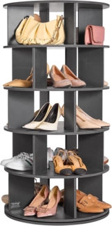 VEVOR Drehbarer Schuhregalturm Schuhregal zur Aufbewahrung mit 5 Ebenen, 360° drehbare Schuhpräsentation, Lazy Susan Schuhregal-Organizer, ideal für Schlafzimmer Wohnzimmer Eingangsbereich, Schwarz