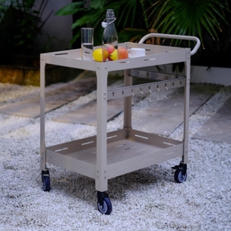 Outdoor Servierwagen Bard Stahl 72 x 77 x 38 cm Champagne [casa. pro]