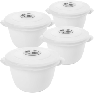 Centi Mikrowellenbehälter Mikrowellengeschirr rund mit Deckel 4er-Set weiß, Kunststoff, (4er-Set)
