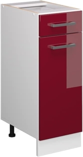 Unterschrank R-Line Bordeaux Hochglanz 30 cm mit Schublade, ohne Arbeitsplatte Vicco
