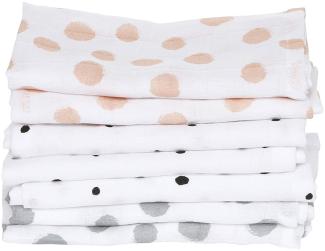 Baby Waschtücher aus Baumwoll-Musselin, Baby Waschlappen - (7 Stück), 30x30 cm, Öko-Tex Standard 100, Kleckse apricot