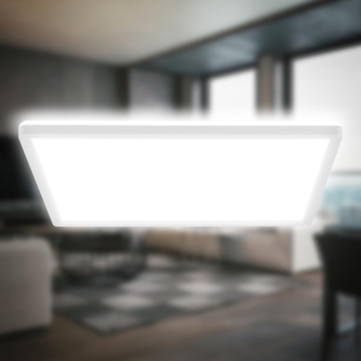 B.K.Licht - LED Deckenlampe mit indirektem Licht, 3cm flach, neutralweißes Licht, Lampe, Deckenleuchte, Wohnzimmerlampe, LED Panel, Küchenlampe, Deckenbeleuchtung, 42 x 42 x 3 cm, Weiß