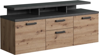 trendteam smart living - Follow - TV-Schrank - Artisan Eiche/Matera - TV-Lwoboard mit 3 offenen Fächern - (BxHxT) 151 x 66 x 47 cm - Vollauszug-Funktion