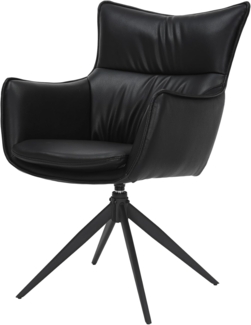 riess-ambiente Drehstuhl VOGUE schwarz - Kunstleder, Metallgestell, 360° drehbar, mit Armlehne (Einzelartikel, 1 St), moderner Polsterstuhl - ideal für Ess-, Arbeits-, Wohnzimmer & Büro