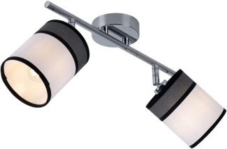 Deckenleuchte chrom, Textil grau-weiß, Spots verstellbar, L 51 cm