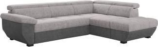 Mivano Schlafsofa Speedway / Eckcouch mit Bettfunktion, Stauraum und verstellbaren Kopfstützen / 262 x 79 x 224 / Zweifarbig: grau/dunkelgrau