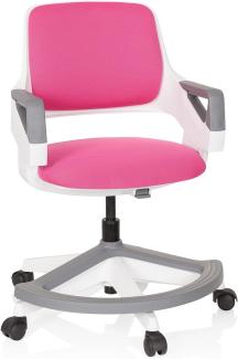 hjh OFFICE 640480 Kinder- und Jugendstuhl Kid Flex Stoff Pink mitwachsender Drehstuhl, Fußablage & Rückenlehne höhenverstellbar