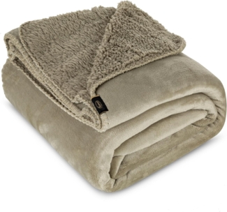 Wohndecke TEDY Teddy-Fleece kuschelige Sofadecke Sesselschoner Extra weich beige 200x220 cm