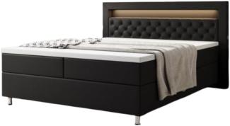 Boxspringbett Tesero mit USB, RGB und Stauraum 200x200 Schwarz H4