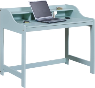 Inter Link - Schreibtisch aus massivem Kiefernholz - Computertisch - Arbeitsplatz -Bürotisch - Robust, Stabil und Zeitlos - Mit Kabelloch - B:110cm x T69cm x H:91cm - Salbei Grün - Conversation Desk