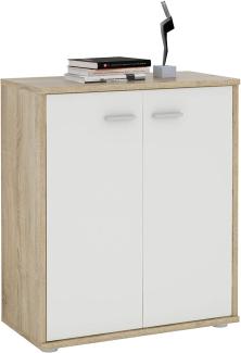 CARO-Möbel Kommode Sideboard Schrank Tommy Sonoma Eiche/weiß, Anrichte mit 2 Türen inklusive Einlegeboden