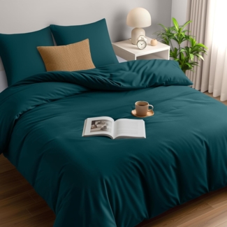 Utopia Bedding Bettwäsche Set - Mikrofaser Bettbezug 260x240 cm + 2 Kissenbezüge 65x65 cm - Blaugrün