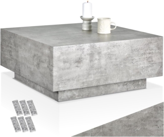 tectake Couchtisch Beistelltisch Lasley mit Standfuß, Belastbarkeit 45 kg, 80 x 80 x 35 cm (1-St, 1 tlg), Markanter Couchtisch in stilvoller Betonoptik