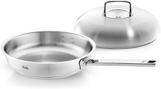 Fissler Bratpfanne Original-Profi Collection® Pfanne 28cm mit Hochraumdeckel, Edelstahl 18/10 (1-tlg), Kaltmetallgriffe,Mess-Skala (L),cookstar Allherdboden, Made in Germany