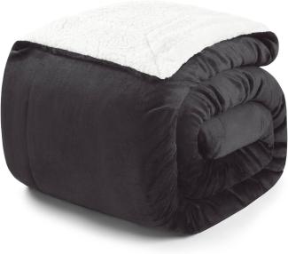 Blumtal Premium Sherpa Kuscheldecke 220x240 cm - warme Decke Oeko-TEX® zertifizierte Dicke Sofadecke, Tagesdecke oder Wohnzimmerdecke, Anthrazit